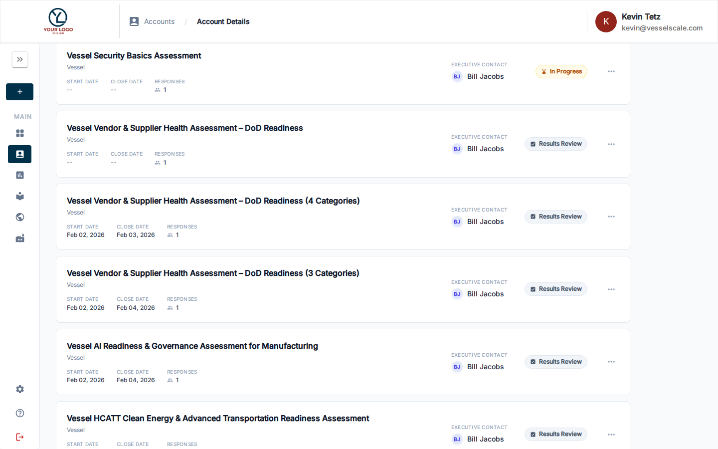 Account Details — Assessments (scrolled)