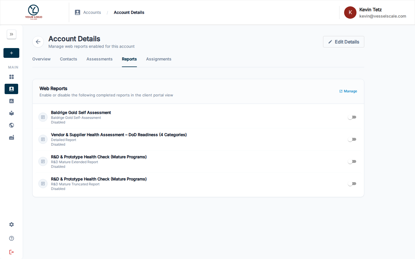 Account Details — Reports