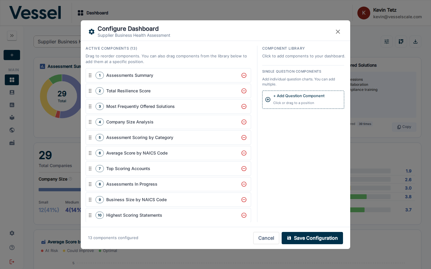 Configure Dashboard modal
