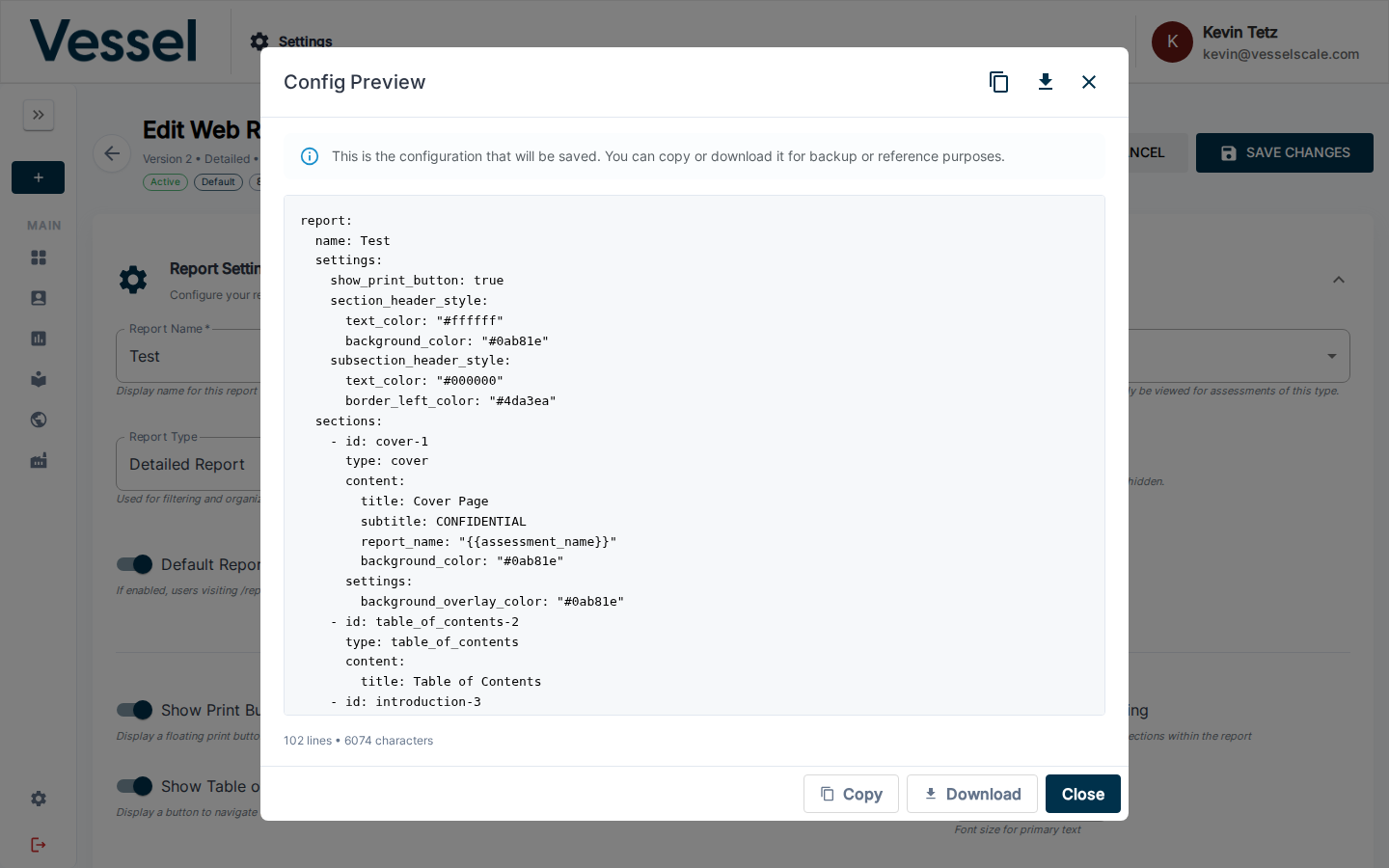 Web Report YAML Preview
